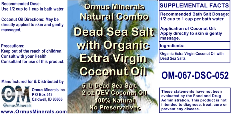 Ormus Minerals Dead Sea Salt with Organic Extra Virgin Coconut Oil Gift St